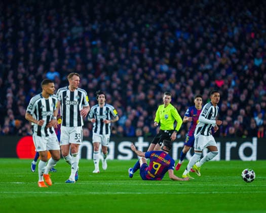 Spain-Football-Champions League FC Barcelona, Barca v Newcastle United FC in Barcelona, Spain. Barcelona, Spain, 18, March, 2026. FC Barcelona player (9) Robert Lewandowski during Champions League match between FC Barcelona and Newcastle United FC in Spotify Camp Nou Stadium, Barcelona, Spain, on March 18, 2026. Barcelona Spotify Camp Nou Stadium Barcelona Spain