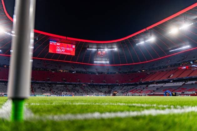 18 03 2026, FC Bayern München vs Atalanta Bergamo, UEFA Champions League, Round of 16 second leg The empty Allianz Arena before kick-off Regulations prohibit any use of photographs as image sequences and or quasi video Copyright: xBahhoxKarax