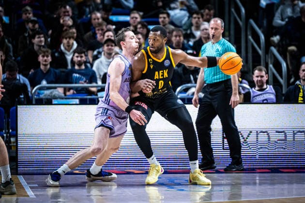 Basketball Berlin 18 03 2026 FIBA Champions League Round Of 16 Alba Berlin AEK Athens RaiQuan Gray AEK Athens, No 00 Justin Bean Alba Berlin, No 34