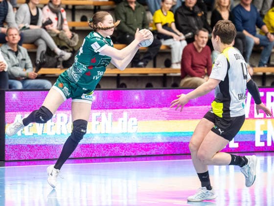 Luisa Scherer Frisch Auf Women, 24 on the ball, Frisch Auf Goeppingen vs Borussia Dortmund, Handball, 1 Bundesliga, Season 2025 2026, 18 03 2026 Frisch Auf Goeppingen vs Borussia Dortmund, Handball, 1 Bundesliga, Season 2025 2026, 18 03 2026 Goeppingen Copyright: xMichaelxSchmidt Eibner-Pressefotx EP_MST
