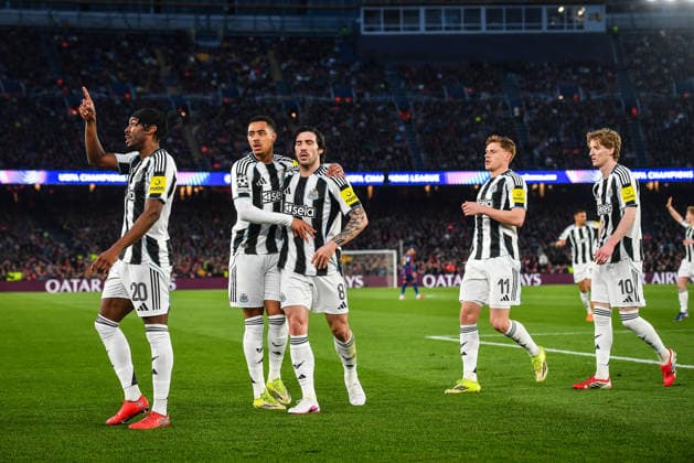 March 18, 2026, Barcelona, Barcelona, Spain: Anthony ELANGA of Newcastle celebrate his goal with teammates during the UEFA Champions League match between FC Barcelona, Barca and Newcastle United FC at Spotify Camp Nou Stadium on March 18, 2026 in Barcelona, Spain. Barcelona Spain - ZUMAm308 20260318_zsp_m308_001 Copyright: xMatthieuxMirvillex