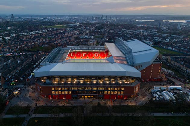 Fußball UEFA-Champions-League-Achtelfinale 2. Spiel Liverpool gegen Galatasaray 18. März 2026 UEFA-Champions-League-Achtelfinale 2. Spiel Liverpool gegen Galatasaray Eine allgemeine Luftaufnahme GV von Anfield Foto Simon Stacpoole Abseits Liverpool UK  Copyright: xSimonxStacpoolexOffside