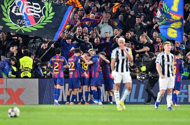 FC Barcelona, Barca v Newcastle United, UEFA Champions League, Football, Camp Nou, Barcelona, SP - 18 Mar 2026 Lamine Yamal of Barcelona celebrates scoring his teams third goal making the score 3-2. Barcelona Camp Nou Barcelona SP, UK NEWSPAPERS OUT Copyright: xMarkxEnfieldx