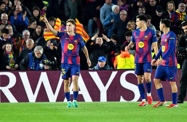 FC Barcelona, Barca v Newcastle United, UEFA Champions League, Football, Camp Nou, Barcelona, SP - 18 Mar 2026 Fermin Lopez of Barcelona celebrates scoring his teams forth goal making the score 4-2. Barcelona Camp Nou Barcelona SP, UK NEWSPAPERS OUT Copyright: xMarkxEnfieldx