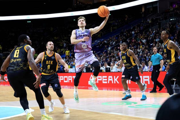 18 03 2026, Basketball Champions League ALBA vs AEK Athens 18 03 2026, Basketball Champions League ALBA vs AEK Athens in the picture Bennet Hundt ALBA Berlin 33 , Lukas Lekavicius Athens 9 , RaiQuan Gray Athens 0 nordphotoxGmbHx xEngler nph00076