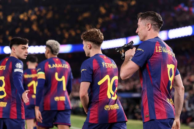 March 18, 2026, Barcelona, Barcelona, SPAIN: Robert Lewandowski of FC Barcelona, Barca celebrates a goal during the UEFA Champions League 2025 26 Round of 16 Second Leg, football match played between FC Barcelona and Newcastle United at Spotify Camp Nou stadium on March 18, 2026 in Barcelona, Spain. FC Barcelona V Newcastle United - UEFA Champions League 2025 26 Round Of 16 Second Leg  - ZUMAa181 20260318_zaa_a181_094 Copyright: xJavierxBorregox