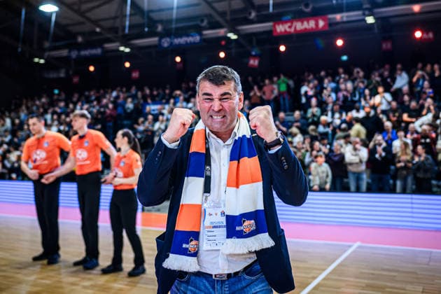 easycredit BBL Basketball Bundesliga 2025 2026 21 Matchday catch-up game 18 03 2026 Science City Jena vs EWE Baskets Oldenburg Science City Jena Managing Director Lars Eberlein full of joy after the home win, Portrait Sparkassen Arena