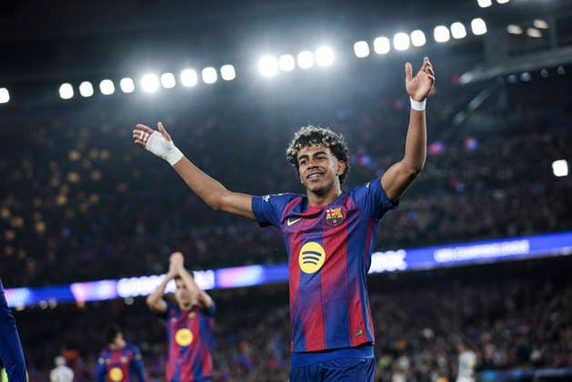 FC Barcelona, Barca v Newcastle United FC - UEFA Champions League 2025 26 Round of 16 Second Leg Lamine Yamal of FC Barcelona celebrates a goal during the UEFA Champions League round of 16 match between FC Barcelona and Newcastle United FC at Spotify Camp Nou Stadium on March 18, 2026, in Barcelona, Spain. Barcelona Spain  Copyright: xGongorax originalFilename:bonilla-fcbarcel260318_npVz6.jpg