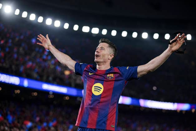 FC Barcelona, Barca v Newcastle United FC - UEFA Champions League 2025 26 Round of 16 Second Leg Robert Lewandowski of FC Barcelona celebrates after scoring a goal during the UEFA Champions League round of 16 match between FC Barcelona and Newcastle United FC at Spotify Camp Nou Stadium on March 18, 2026, in Barcelona, Spain. Barcelona Spain  Copyright: xGongorax originalFilename:bonilla-fcbarcel260318_nplmi.jpg