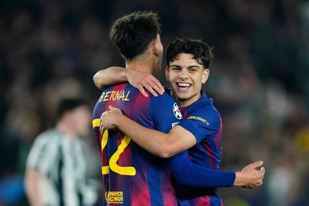 ESP: FC Barcelona, Barca - Newcastle. UEFA Champions League. Round of 8, second leg. Marc Bernal of FC Barcelona celebrating the victory after the match during the UEFA Champions League match, match day Round of 8, second leg, between FC Barcelona and Newcastle, Spotify Camp Nou Stadium on March 18, 2026 in Barcelona, Spain. kpng Copyright: xSergioxRuizx xImagox PS_260318_BAR_NEW_073