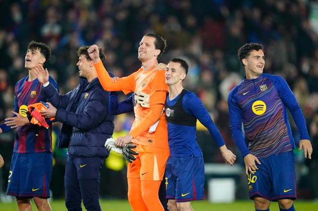 ESP: FC Barcelona, Barca - Newcastle. UEFA Champions League. Round of 8, second leg. FC Barcelona players celebrating the victory after the match during the UEFA Champions League match, match day Round of 8, second leg, between FC Barcelona and Newcastle, Spotify Camp Nou Stadium on March 18, 2026 in Barcelona, Spain. kpng Copyright: xSergioxRuizx xImagox PS_260318_BAR_NEW_084