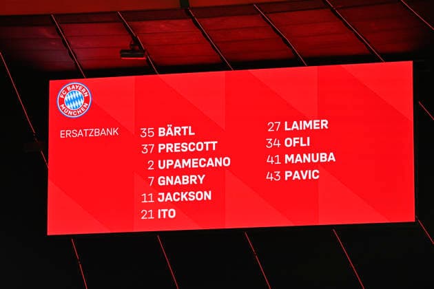 Before the start of the match Scoreboard Standings Substitutes Goalkeeper Jannis Baertl FC Bayern Muenchen FCB 35 Goalkeeper Leonard Prescott FC Bayern Muenchen FCB 37 FC Bayern Muenchen FCB vs Atalanta Bergamo CL Champions League Round of 16 second leg 18 03 2026 DFL REGULATIONS PROHIBIT ANY USE OF PHOTOGRAPHS AS IMAGE SEQUENCES AND OR QUASI VIDEO FC Bayern Muenchen FCB vs Atalanta Bergamo