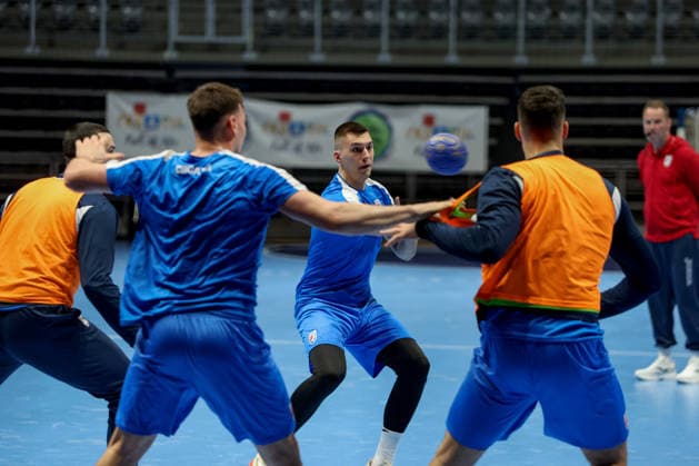 Croatia National Handball Team: training session Teo Popovic of Croatia during training session at The Kresimir Cosic Hall in Zadar, Croatia on March 18, 2026. ahead of internationl friendly match between Croatia and Switzerland.  SimexZelic PIXSELL