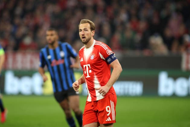 Football, Men, Champions League, Season 2025 2026, FC Bayern Munich Atalanta Bergamo, Round of 16 second leg, Allianz Arena Harry Kane FC Bayern Munich head, upper body