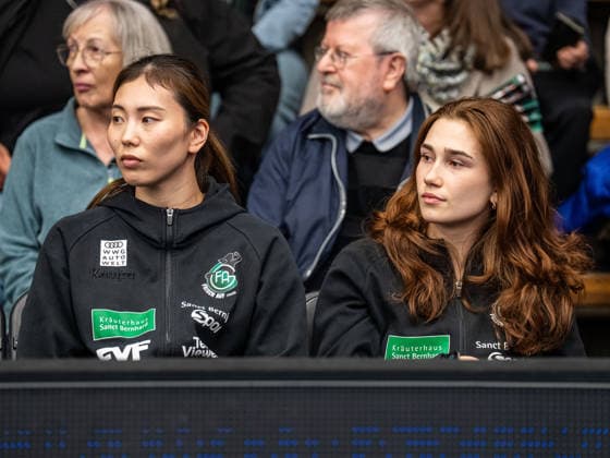 Haruno Sasaki Frisch Auf Women, 32 and Aylin Bornhardt Frisch Auf Women, 13 had to watch, Frisch Auf Goeppingen vs Borussia Dortmund, Handball, 1 Bundesliga, Season 2025 2026, 18 03 2026 Frisch Auf Goeppingen vs Borussia Dortmund, Handball, 1 Bundesliga, Season 2025 2026, 18 03 2026 Goeppingen Copyright: xMichaelxSchmidt Eibner-Pressefotx EP_MST