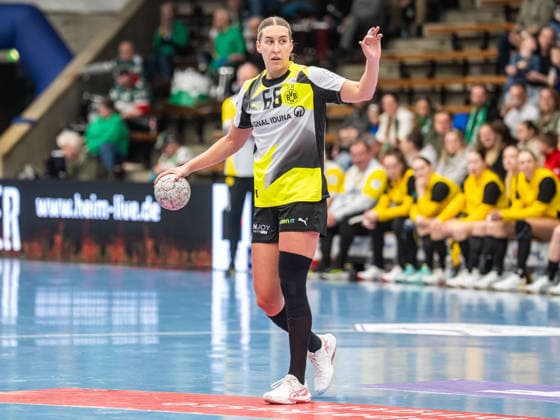 Dana Bleckmann Borussia Dortmund, 66 indicates the move, Frisch Auf Goeppingen vs Borussia Dortmund, Handball, 1 Bundesliga, Season 2025 2026, 18 03 2026 Frisch Auf Goeppingen vs Borussia Dortmund, Handball, 1 Bundesliga, Season 2025 2026, 18 03 2026 Goeppingen Copyright: xMichaelxSchmidt Eibner-Pressefotx EP_MST