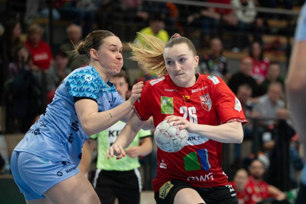 Cara Reuthal Wildcats Halle Neustadt, 26 ,Matilda Ehlert HSG Bensheim Auerbach, 10 GER, SV Union Halle Neustadt vs HSG Bensheim Auerbach, Handball, Women, 1 Bundesliga, 20 Matchday, Season 2025 2026, 18 03 2026 GER, SV Union Halle Neustadt vs HSG Bensheim Auerbach, Handball, Women, 1 Bundesliga, 20 Matchday, Season 2025 2026, 18 03 2026 Halle Copyright: xEibner-Pressefoto HannesxKabelx EP_HKL