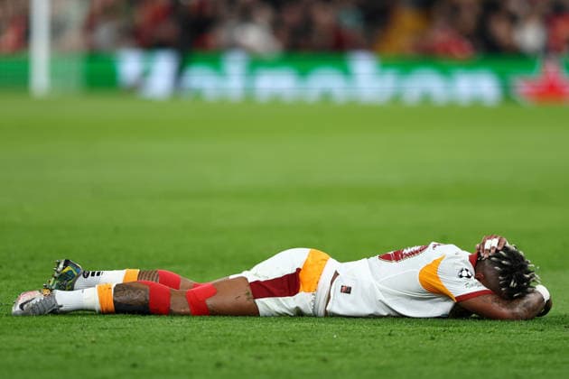 Liverpool v Galatasaray S.K., UEFA Champions League Mario Lemina of Galatasaray on the ground, during the Liverpool v Galatasaray S.K. UEFA Champions League, Round of 16, 2nd Leg match at Anfield, Liverpool, England on 18 March 2026 Credit: Ian Stephen Every Second Media Editorial use only. All images are copyright Every Second Media Limited. No images may be reproduced without prior permission. Copyright: xIMAGO EveryxSecondxMediax ESM-1864-0025 IanxStephenx xEveryxSecondxMediax