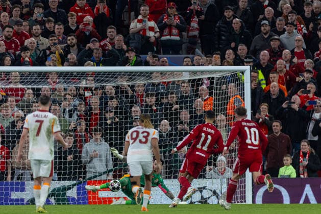 Football - UEFA Champions League - Round of 16 - 2nd Leg - Liverpool FC v Galatasaray A.Åž. LIVERPOOL, ENGLAND - Wednesday, March 18, 2026: Liverpool s Mohamed Salah has his penalty saved by Galatasaray s goalkeeper UÄüurcan Ã‡akÄ±r (L) during the UEFA Champions League Round of 16 2nd Leg match between Liverpool FC and Galatasaray A.Åž. at Anfield. (Photo by David Rawcliffe Propaganda) LIVERPOOL Anfield MERSEYSIDE ENGLAND  Copyright: xDavidxRawcliffex P2026-03-18-Liverpool_Galatasaray-69