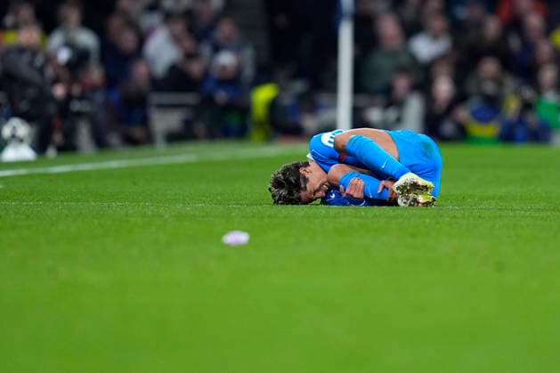 March 18, 2026, London, London, England: Giuliano Simeone of Atletico de Madrid hurts during the UEFA Champions League 2025 26 Round of 16 Second Leg match between Tottenham Hotspur and Atletico de Madrid at Tottenham Hotspur Stadium on March 18, 2026, in London, England. Tottenham Hotspur V Atletico De Madrid - UEFA Champions League 2025 26 Round Of 16 Second Leg  - ZUMAa181 20260318_zaa_a181_174 Copyright: xDennisxAgyemanx