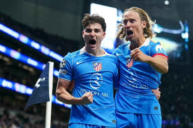 Tottenham Hotspur v AtlÃ tico Madrid, UEFA Champions League Julian Ãlvarez of AtlÃ tico Madrid celebrating his goal to make it 1-1 during the Tottenham Hotspur v AtlÃ tico Madrid UEFA Champions League, Round of 16, 2nd Leg match at the Tottenham Hotspur Stadium, London, England on 18 March 2026 Credit: Dylan Hepworth Every Second Media Editorial use only. All images are copyright Every Second Media Limited. No images may be reproduced without prior permission. Copyright: xIMAGO EveryxSecondxMediax ESM-1865-0047 DylanxHepworthx xEveryxSecondxMediax