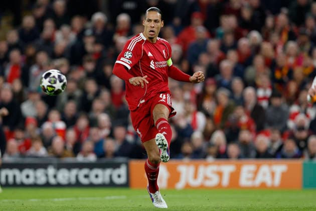 Liverpool, England, 18th March 2026. Virgil van Dijk of Liverpool during the Liverpool vs Galatasaray UEFA Champions League round of 16 match at Anfield, Liverpool. Picture credit should read: Cody Froggatt Sportimage EDITORIAL USE ONLY. No use with unauthorised audio, video, data, fixture lists, club league logos or live services. Online in-match use limited to 120 images, no video emulation. No use in betting, games or single club league player publications. SPI_056_CF_Liverpool_Galatasaray SPI-4618-0056
