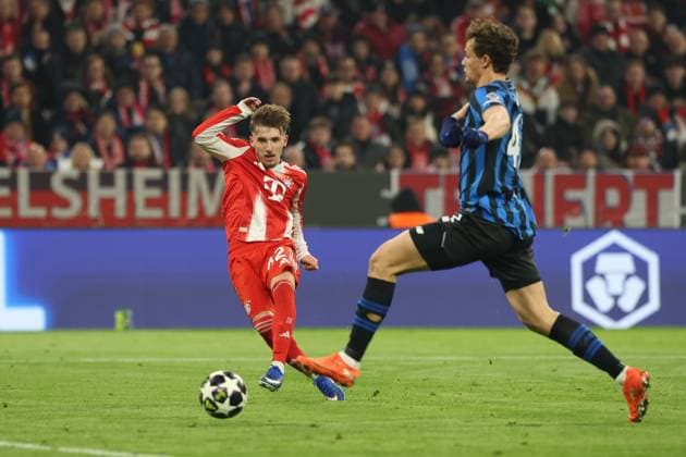 Lennart Karl 42 FC Bayern Muenchen scores the goal to make it 3 0, FC Bayern Muenchen vs Atalanta Bergamo, Football, UEFA, Champions League, Round of 16, second leg, 18 03 2026 Muenchen Bayern Germany Copyright: xkolbert-press ChristianxKolbertx
