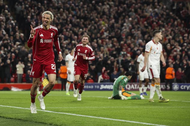 Liverpool v Galatsaray, UEFA Champions League, Round of 16, 2nd leg 18.03.26 Liverpool v Galatsaray, UEFA Champions League, Round of 16, 2nd leg Bradley Ormesher The Times Hugo Ekitiké of Liverpool scores and celebrates scoring his teams 2nd goal  Copyright: xBradleyxOrmesherx NINTCHDBPICT001067744703