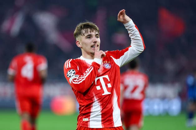 Soccer Champions League round of 16 FC Bayern Munich Atalanta Bergamo on 18 03 2026 at the Allianz Arena in Munich Goal celebration to 3 0 by Lennart Karl Munich xMSx