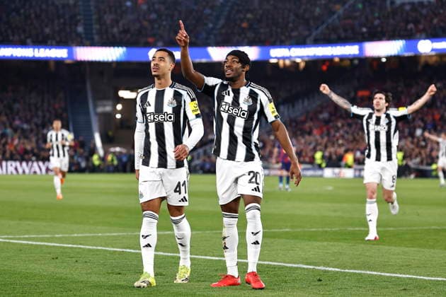 Anthony Elanga (Newcastle), MARCH 18, 2026 - Football Soccer : Elanga celebrate after his goal during UEFA Champions League round of 16 2nd leg match between FC Barcelona, Barca - Newcastle United FC at the Camp Nou in Barcelona, Spain. Noxthirdxpartyxsales  aflo_324010455