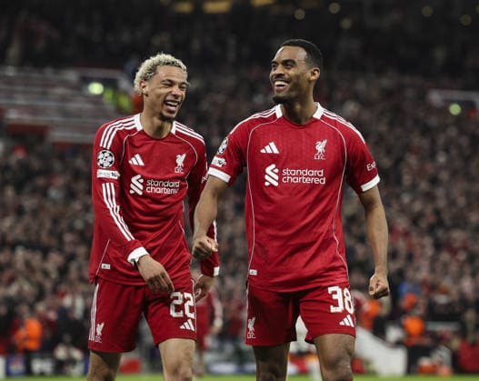Liverpool v Galatsaray, UEFA Champions League, Round of 16, 2nd leg 18.03.26 Liverpool v Galatsaray, UEFA Champions League, Round of 16, 2nd leg Bradley Ormesher The Times Ryan Gravenberch of Liverpool scores and celebrates scoring his teams 3rd Goal  Copyright: xBradleyxOrmesherx NINTCHDBPICT001067745844