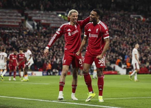 Liverpool v Galatsaray, UEFA Champions League, Round of 16, 2nd leg 18.03.26 Liverpool v Galatsaray, UEFA Champions League, Round of 16, 2nd leg Bradley Ormesher The Times Ryan Gravenberch of Liverpool scores and celebrates scoring his teams 3rd Goal  Copyright: xBradleyxOrmesherx NINTCHDBPICT001067745886
