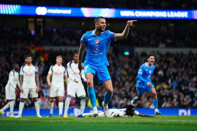 David Hancko of AtlÃ tico Madrid scores the fourth goal during the UEFA Champions League round of 16 2nd leg match between Tottenham Hotspur and Atletico Madrid at Tottenham Hotspur Stadium, White Hart Lane, England on 18 March 2026.  Copyright: xCharliexCarterx PMI-7181-0014