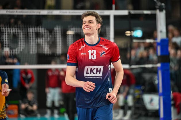 18 03 2026, xdobgx, Volleyball Volleyball Bundesliga VBL, SVG Lüneburg VC Olympia Berlin v l Neo Laumann SVG Lüneburg, 13 smiling, friendly facial expression, smiling, friendly expression Lüneburg