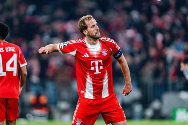 18 03 2026, FC Bayern München vs Atalanta Bergamo, UEFA Champions League, Round of 16 second leg goal for 2 0 by Harry Kane FC Bayern Muenchen, 9 Regulations prohibit any use of photographs as image sequences and or quasi video Copyright: xBahhoxKarax