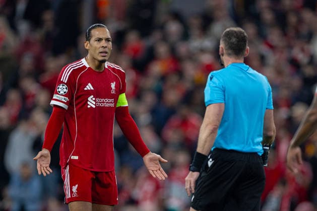 Football - UEFA Champions League - Round of 16 - 2nd Leg - Liverpool FC v Galatasaray A.Åž. LIVERPOOL, ENGLAND - Wednesday, March 18, 2026: Liverpool s captain Virgil van Dijk speaks to referee Pawel Raczkowski as the goal is disallowed during the UEFA Champions League Round of 16 2nd Leg match between Liverpool FC and Galatasaray A.Åž. at Anfield. (Photo by David Rawcliffe Propaganda) LIVERPOOL Anfield MERSEYSIDE ENGLAND  Copyright: xDavidxRawcliffex P2026-03-18-Liverpool_Galatasaray-125