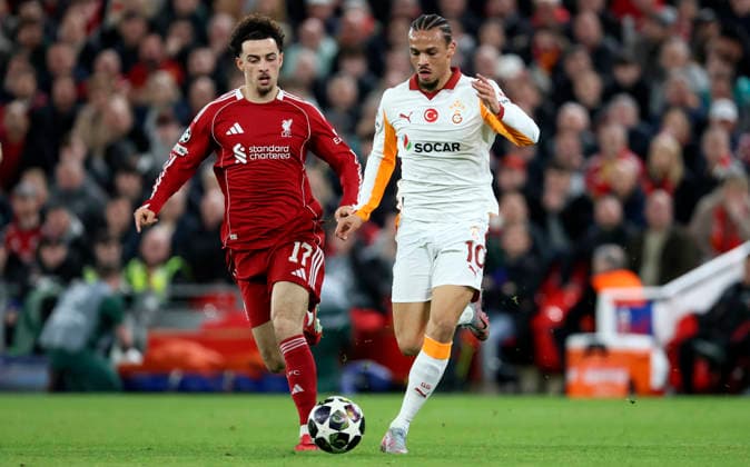 Liverpool FC v Galatasaray SK - UEFA Champions League 2025 26 Round of 16 Second Leg Curtis Jones of Liverpool and Leroy Sane of Galatasaray A.S. challenge during the UEFA Champions League 2025 26 Round of 16 Second Leg match between Liverpool FC and Galatasaray SK at Anfield on March 18, 2026 in Liverpool, England. WARNING! This Photograph May Only Be Used For Newspaper And Or Magazine Editorial Purposes. May Not Be Used For Publications Involving 1 player, 1 Club Or 1 Competition Without Written Authorisation From Football DataCo Ltd. For Any Queries, Please Contact Football DataCo Ltd on +44 (0) 207 864 9121 Liverpool Anfield England United Kingdom Copyright: xAllstarxPicturexLibraryxLtdx