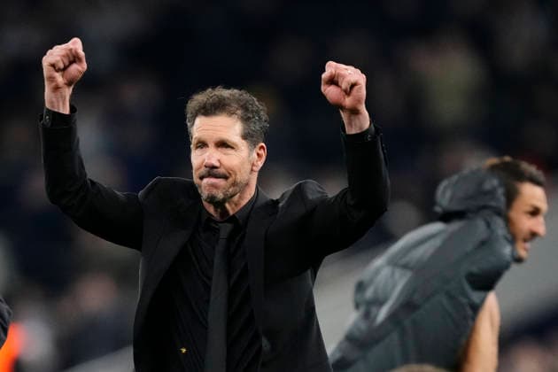 Tottenham Hotspur FC v Atletico de Madrid - UEFA Champions League 2025 26 Round of 16 Second Leg Diego Pablo Cholo Simeone head coach of Atletico de Madrid celebrates the victory after winning the UEFA Champions League 2025 26 Round of 16 Second Leg match between Tottenham Hotspur FC and Atletico de Madrid at Tottenham Hotspur Stadium on March 18, 2026 in London, England. London England United Kingdom  Copyright: xJosexBretonx originalFilename:bretonhernandez-tottenha260318_np8aP.jpg