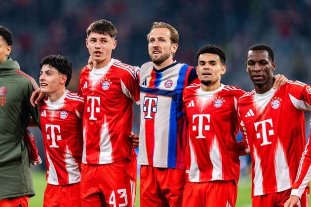 18 03 2026, FC Bayern München vs Atalanta Bergamo, UEFA Champions League, Round of 16 second leg Deniz Ofli FC Bayern München Filip Pavic FC Bayern Muenchen, 41 Harry Kane FC Bayern Muenchen, 9 Luis Diaz FC Bayern München, 14 Nicolas Jackson FC Bayern Muenchen, 11 Regulations prohibit any use of photographs as image sequences and or quasi video Copyright: xBahhoxKarax