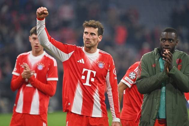 Final cheer Leon GORETZKA Bayern Muenchen , Dayot UPAMECANO Bayern Muenchen , Cheering,Joy,Enthusiasm,Action, Football Champions League,Season 2025 26, Round of 16 FC Bayern Muenchen Atalanta Bergamo 4 1 on 18 03 2026 A L L I A N Z A R E N A