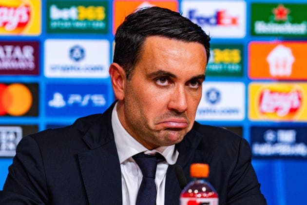 18 03 2026, FC Bayern München vs Atalanta Bergamo, UEFA Champions League, Round of 16 second leg Raffaele Palladino Atalanta Bergamo, Trainer, Coach at the post-match press conference Regulations prohibit any use of photographs as image sequences and or quasi video Copyright: xBahhoxKarax