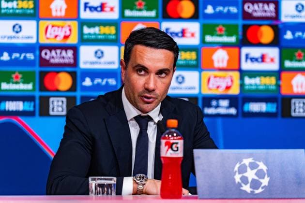 18 03 2026, FC Bayern München vs Atalanta Bergamo, UEFA Champions League, Round of 16 second leg Raffaele Palladino Atalanta Bergamo, Trainer, Coach at the post-match press conference Regulations prohibit any use of photographs as image sequences and or quasi video Copyright: xBahhoxKarax