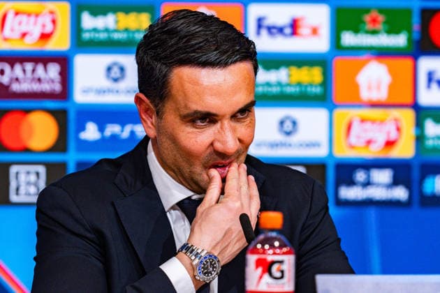 18 03 2026, FC Bayern München vs Atalanta Bergamo, UEFA Champions League, Round of 16 second leg Raffaele Palladino Atalanta Bergamo, Trainer, Coach at the post-match press conference Regulations prohibit any use of photographs as image sequences and or quasi video Copyright: xBahhoxKarax