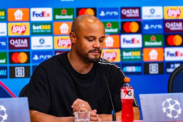 18 03 2026, FC Bayern München vs Atalanta Bergamo, UEFA Champions League, Round of 16 second leg Vincent Kompany FC Bayern Muenchen,Coach at the post-match press conference Regulations prohibit any use of photographs as image sequences and or quasi video Copyright: xBahhoxKarax