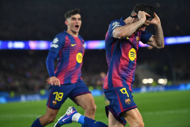 FC Barcelona, Barca v NEWCASTLE UNITED SPOTIFY CAMP NOU. BARCELONA. March 18, 2026 FC BARCELONA vs NEWCASTLE UNITED March 18, 2026 Robert Lewandowski (9) of FC Barcelona celebrates scoring his team s fifth goal during the soccer match corresponding to the round of 16 match of the UEFA Champions League between FC Barcelona and Newcastle United at Spotify Camp Nou in Barcelona, Spain. Barcelona ESP Copyright: xS.xRosx