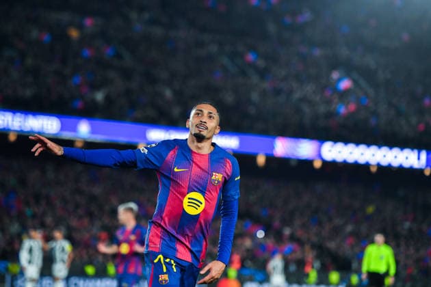 FC Barcelona, Barca v NEWCASTLE UNITED SPOTIFY CAMP NOU. BARCELONA. March 18, 2026 FC BARCELONA vs NEWCASTLE UNITED March 18, 2026 Raphina (11) of FC Barcelona celebrates scoring his team s seventh goal during the soccer match corresponding to the round of 16 match of the UEFA Champions League between FC Barcelona and Newcastle United at Spotify Camp Nou in Barcelona, Spain. Barcelona ESP Copyright: xS.xRosx