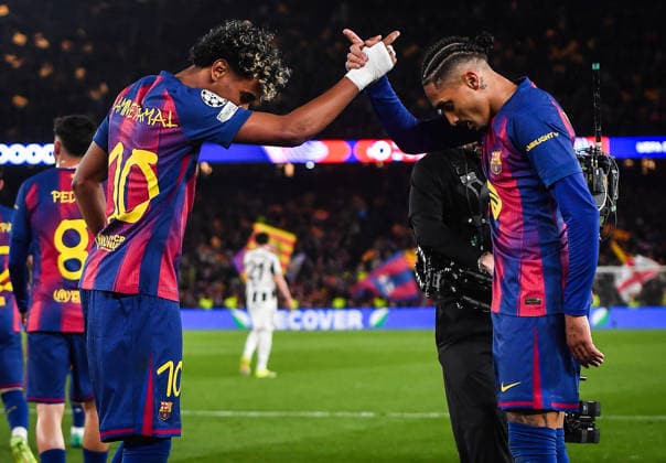 March 18, 2026, Barcelona, Barcelona, Spain: Raphael DIAS BELLOLI (Raphinha) of Barcelona celebrate his goal with Lamine YAMAL of Barcelona during the UEFA Champions League match between FC Barcelona, Barca and Newcastle United FC at Spotify Camp Nou Stadium on March 18, 2026 in Barcelona, Spain. FC Barcelona V Newcastle United - UEFA Champions League  - ZUMAm308 20260318_zsp_m308_021 Copyright: xMatthieuxMirvillex