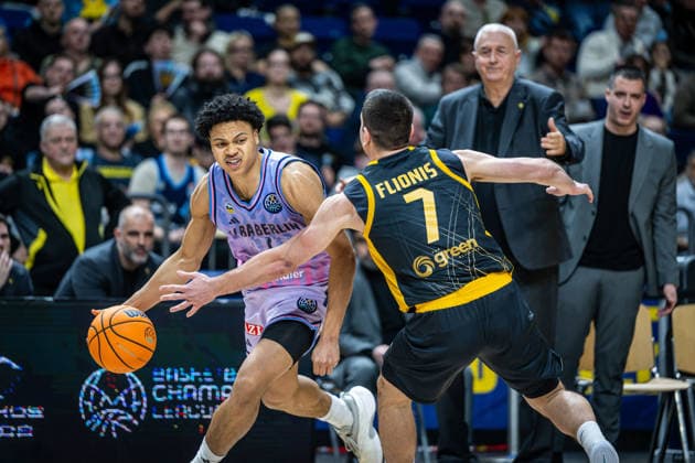 Basketball Berlin 18 03 2026 FIBA Champions League Round Of 16 Alba Berlin AEK Athens Jack Kayil Alba Berlin, No 07 Dimitris Flionis AEK Athens, No 07