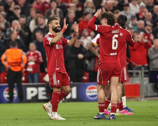 Liverpool FC v Galatasaray SK - UEFA Champions League 2025 26 Round of 16 Second Leg Mohamed Salah of Liverpool celebrates his goal to make it 4-0 and scores his 50th Champions League goal during the UEFA Champions League last 16 second leg match between Liverpool and Galatasaray at Anfield, Liverpool, United Kingdom, on March 18, 2026. Liverpool Merseyside United Kingdom  Copyright: xNewsxImagesx originalFilename:cosgrove-uefacham260318_npcvH.jpg