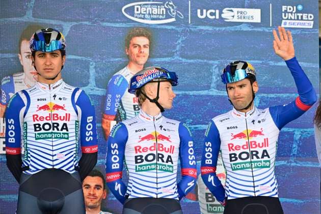 Grand Prix de Denain - Porte du Hainaut 2026 Cycling Race DENAIN, FRANCE - MARCH 19 : Vermeersch Gianni (BEL) of Red Bull - BORA - Hansgrohe during the 67th edition of Grand Prix de Denain - Porte du Hainaut an UCI ProSeries 1.Pro one day cycling road race for Men Elite of km with start in Denain and finish in Denain on March 19, 2026 in Denain, France, 19 03 2026 ( Motordriver Pieter Vanherzeele - Denain France  Copyright: xJanxDexMeuleneirx